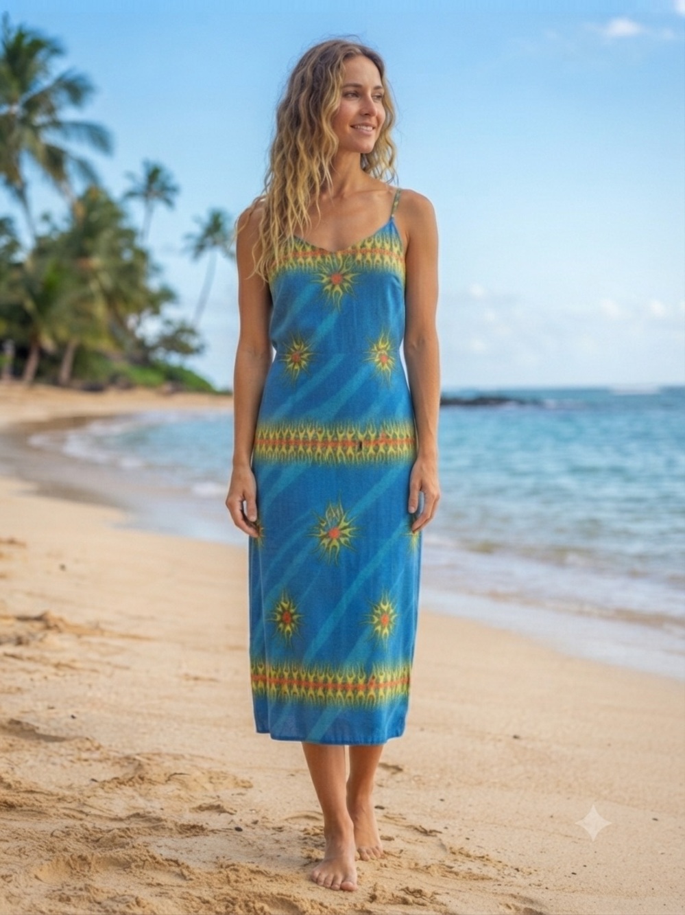 Vintage Quiksilver Bright Tie-Dye Strappy Summer Dress